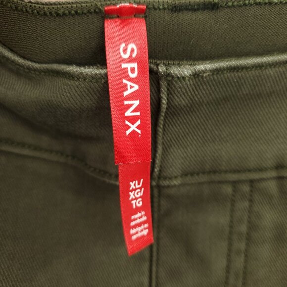 Spanx Pull On Stretch Twill Midi Shorts XL Pine Green - Picture 4 of 16